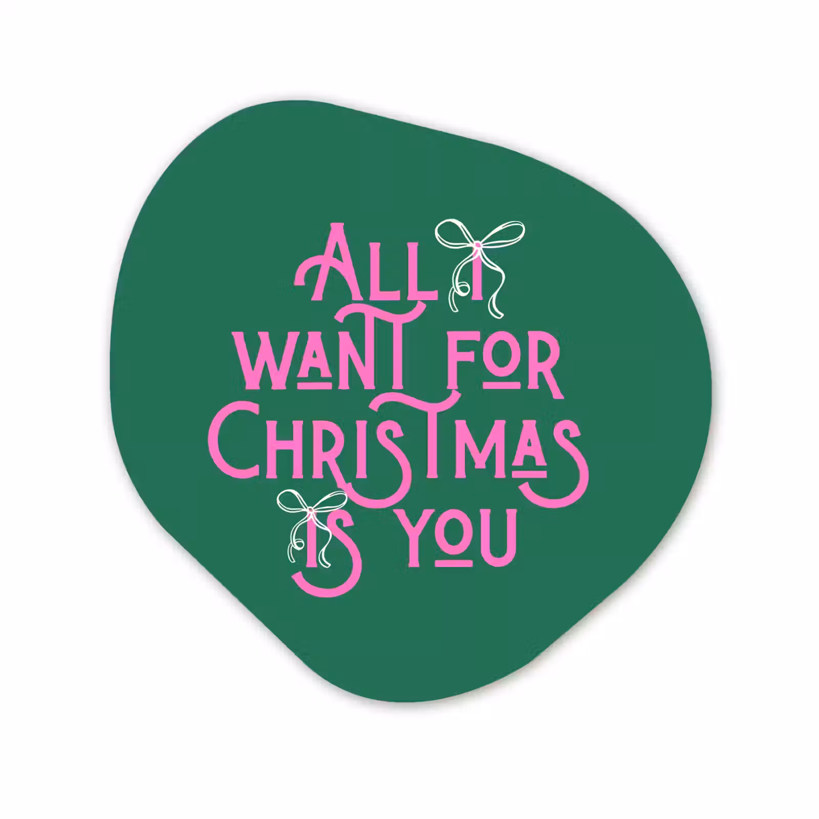 Organisch schilderij aluminium - Kerst - Tekst - Roze - Groen — 1