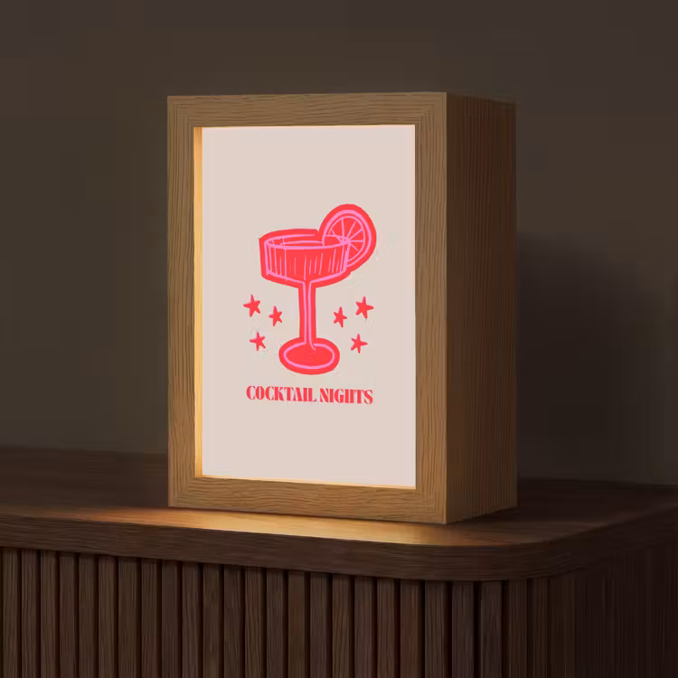 Gepersonaliseerd Lightbox - Cocktail - Kerst - Beige - Roze — 1