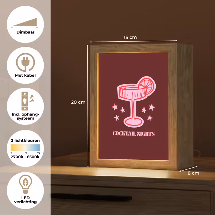 Gepersonaliseerd Lightbox - Cocktail - Kerst - Burgundy - Roze — 7