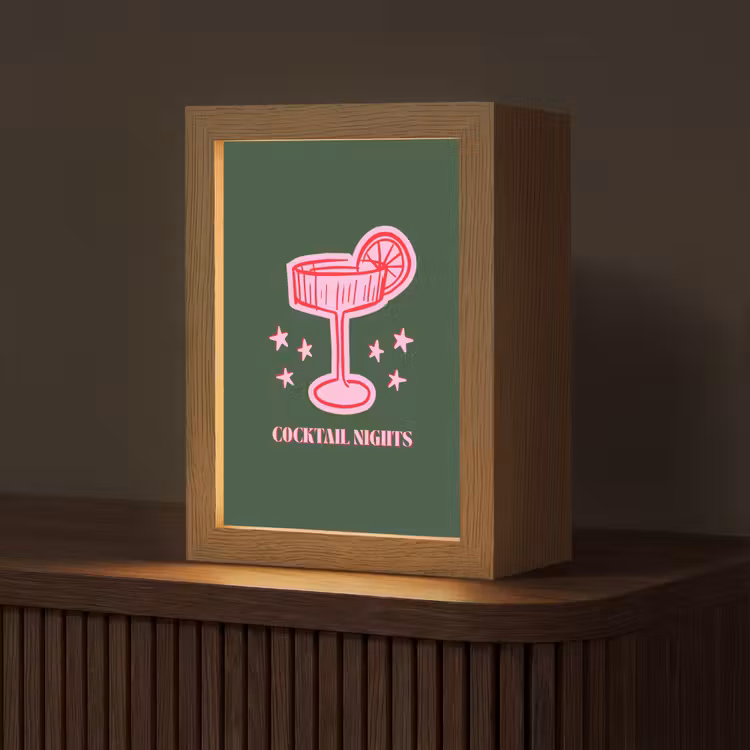 Gepersonaliseerd Lightbox - Cocktail - Kerst - Roze - Groen — 1