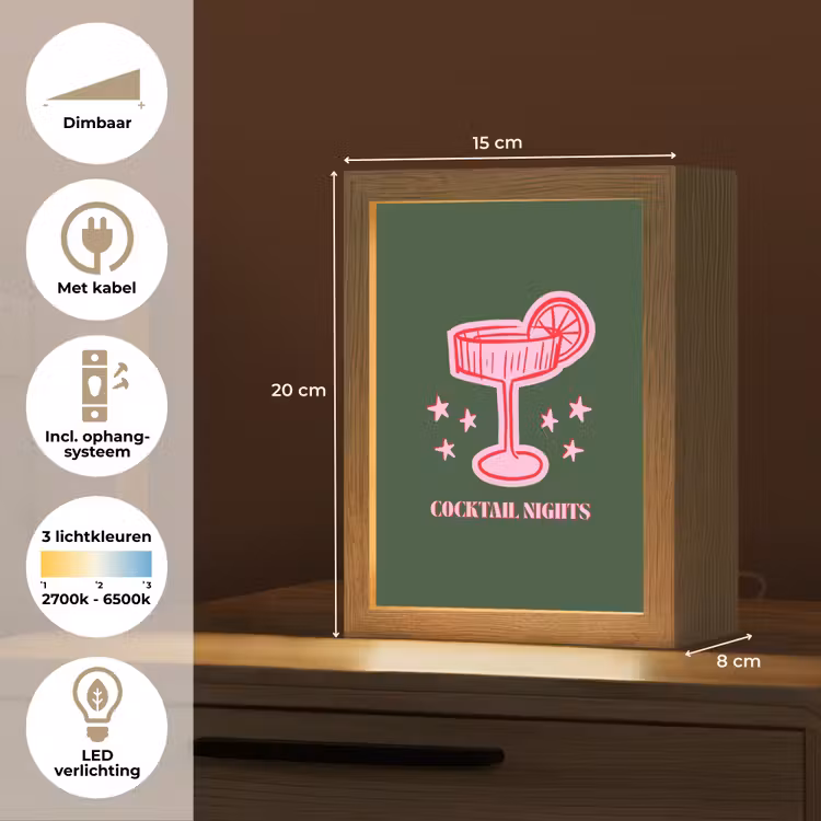 Gepersonaliseerd Lightbox - Cocktail - Kerst - Roze - Groen — 7