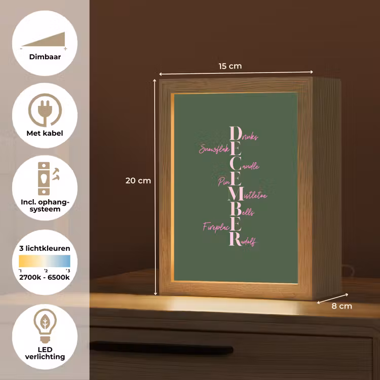Gepersonaliseerd Lightbox - December - Tekst - Kerst - Groen — 7