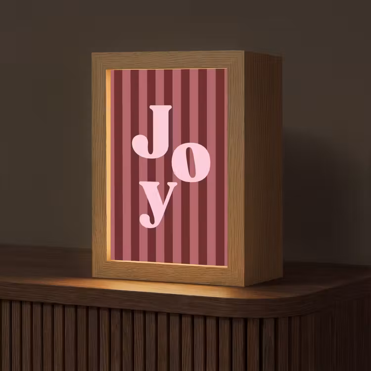 Gepersonaliseerd Lightbox - Joy - Kerst - Tekst - Roze — 1