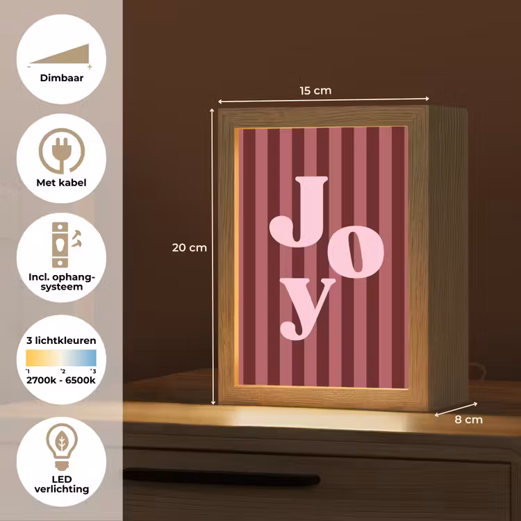 Gepersonaliseerd Lightbox - Joy - Kerst - Tekst - Roze — 7