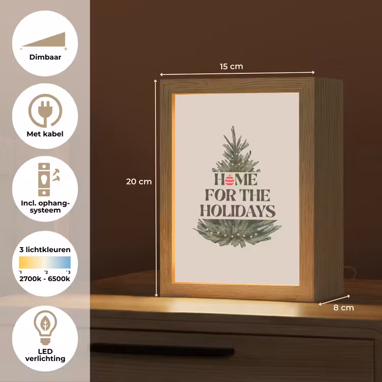 Gepersonaliseerd Lightbox - Kerst - Tekst - Kerstboom - Beige — 7