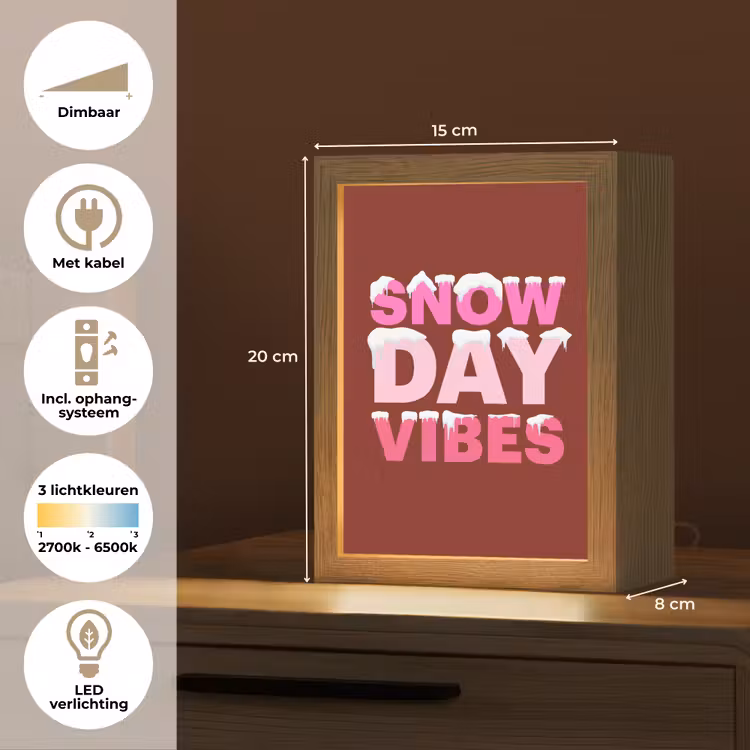 Gepersonaliseerd Lightbox - Kerst - Tekst - Sneeuw - Rood - Roze — 7