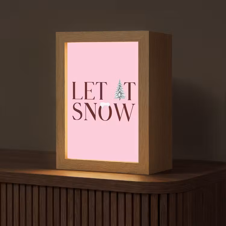 Gepersonaliseerd Lightbox - Kerst - Tekst - Sneeuw - Roze — 1