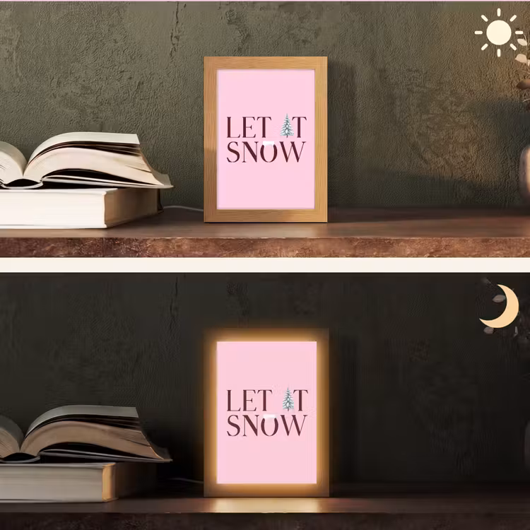 Gepersonaliseerd Lightbox - Kerst - Tekst - Sneeuw - Roze — 5