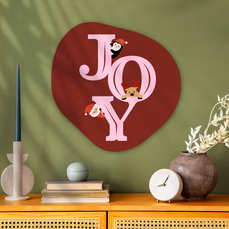 Organisch schilderij aluminium - Joy - Kerst - Animatie - Rood - Roze — 2