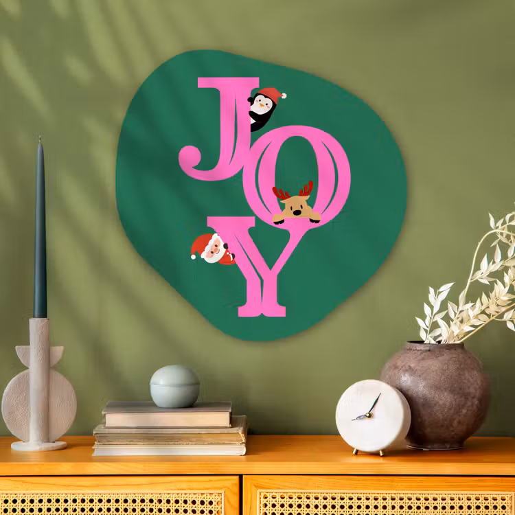 Organisch schilderij aluminium - Joy - Kerst - Animatie - Roze - Groen — 2