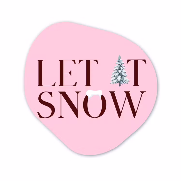 Organisch schilderij aluminium - Kerst - Tekst - Sneeuw - Roze — 1
