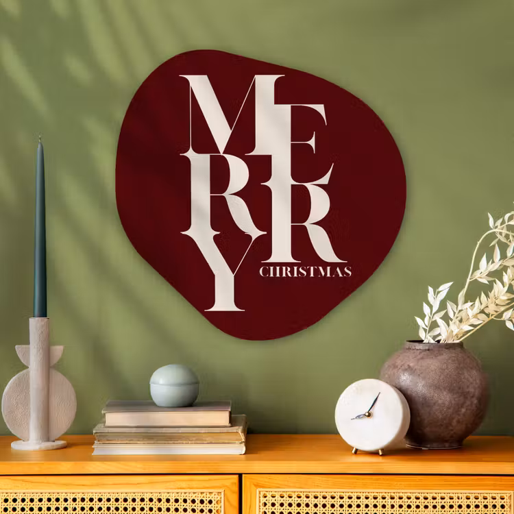 Organisch schilderij aluminium - Merry - Tekst - Donker - Rood — 2