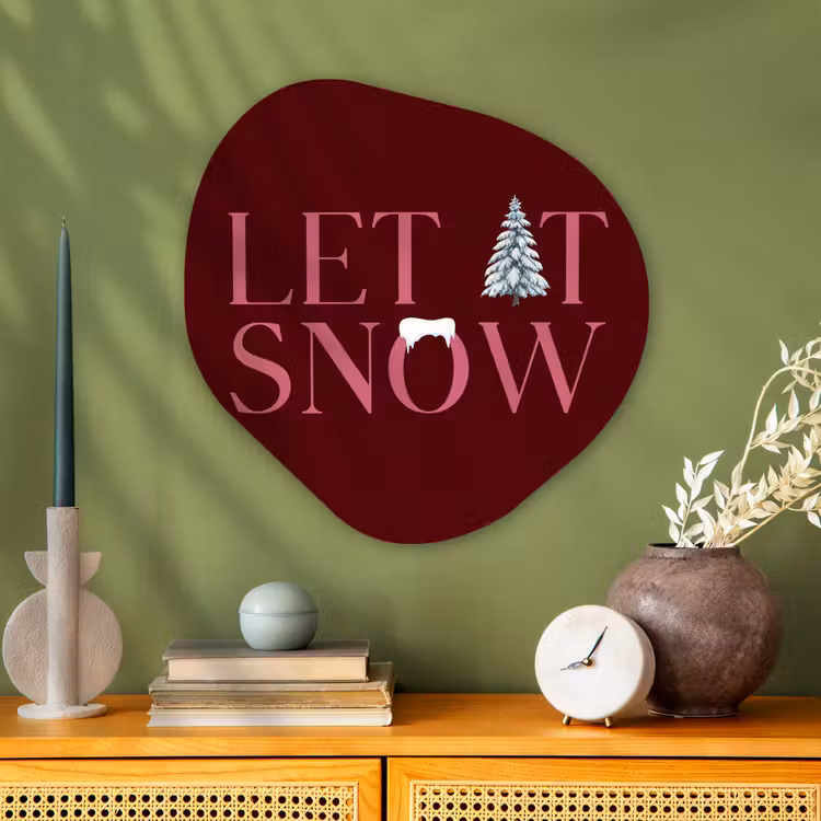 Organisch schilderij aluminium - Tekst - Kerst - Sneeuw - Roze — 2