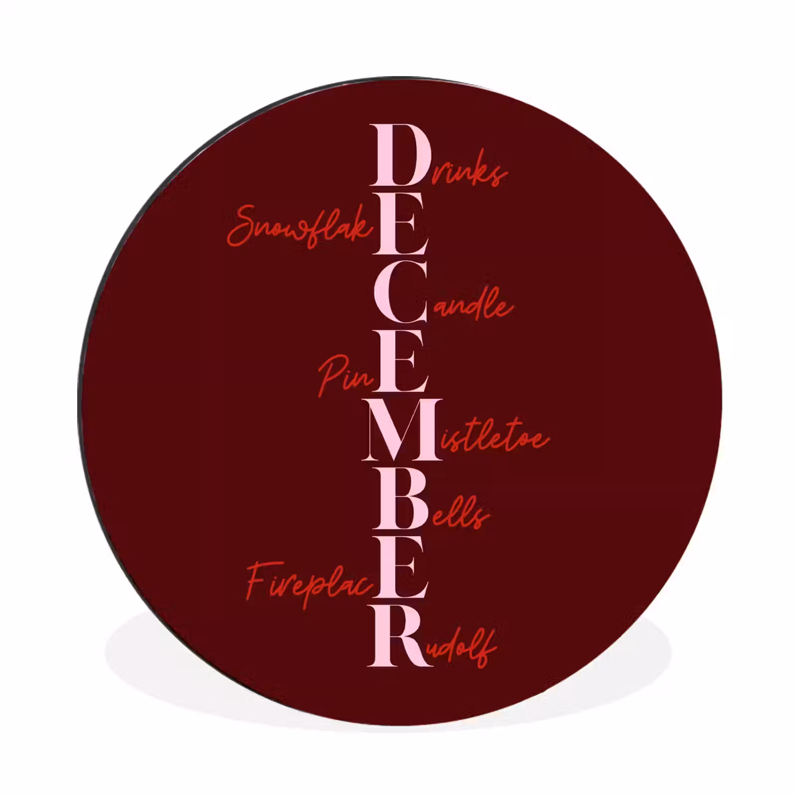 December - Tekst - Kerst - Burgundy — 1