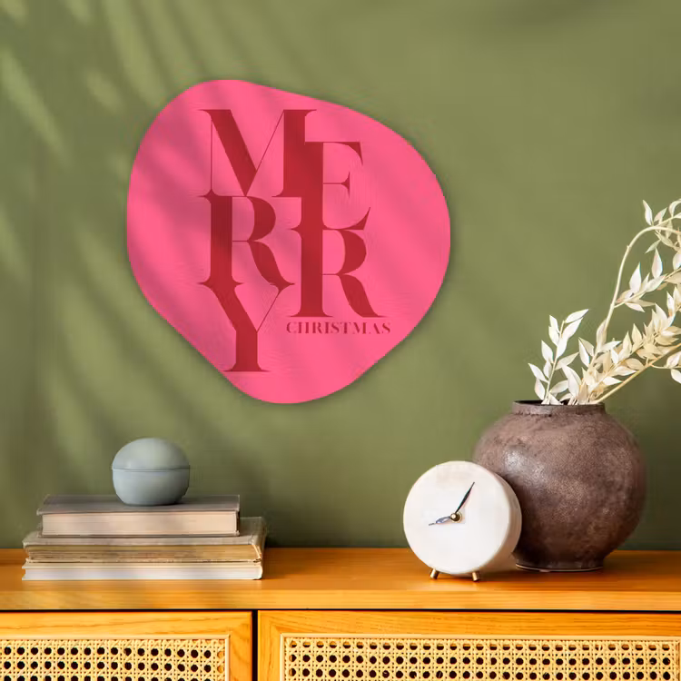 Organisch schilderij forex - Merry - Tekst - Kerst - Roze — 2