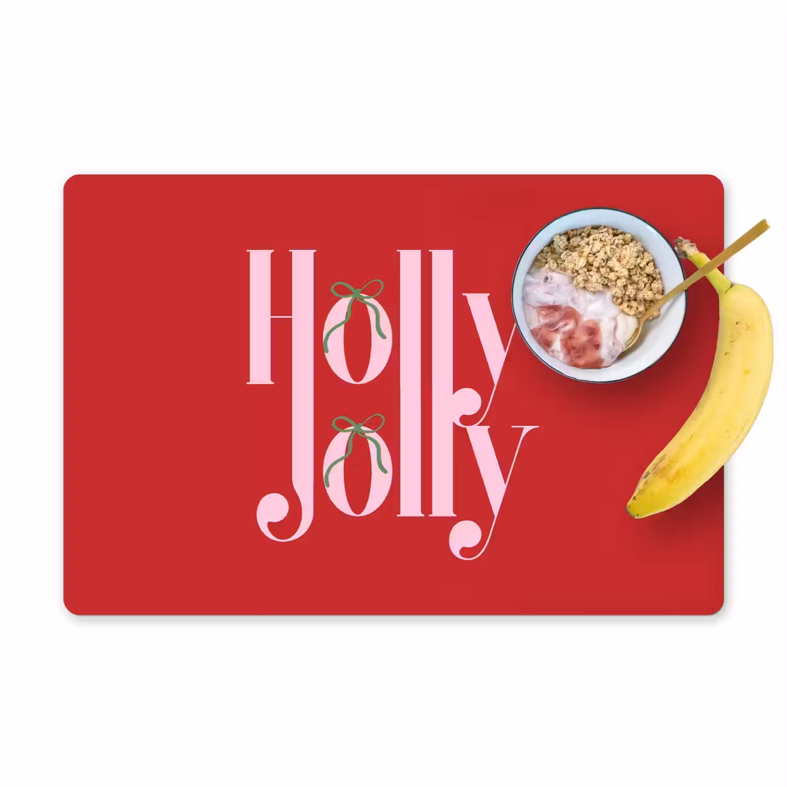 Placemat - 6 stuks - Kerst - Roze - Rood - Tekst — 1