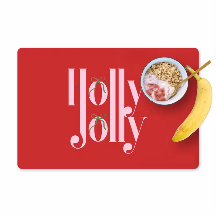 Placemat - 6 stuks - Kerst - Roze - Rood - Tekst — 1