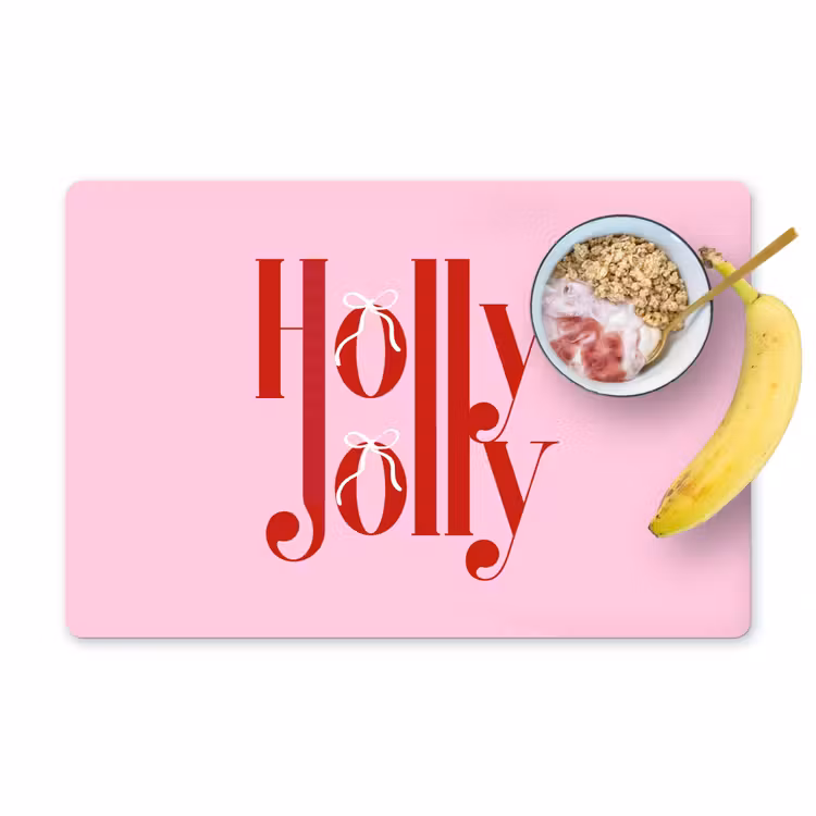 Placemat - 6 stuks - Kerst - Tekst - Rood - Roze — 1