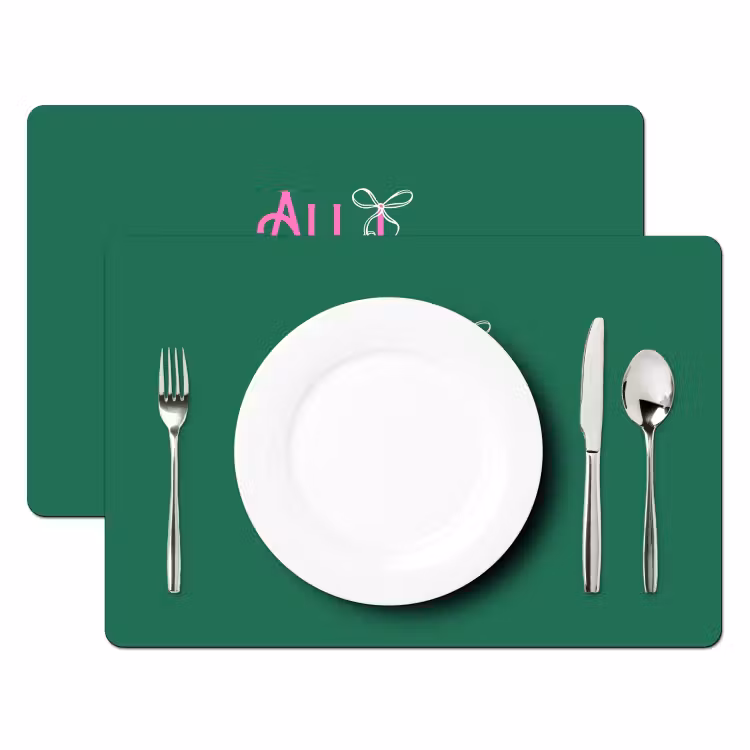 Placemat - 6 stuks - Kerst - Tekst - Roze - Groen — 2