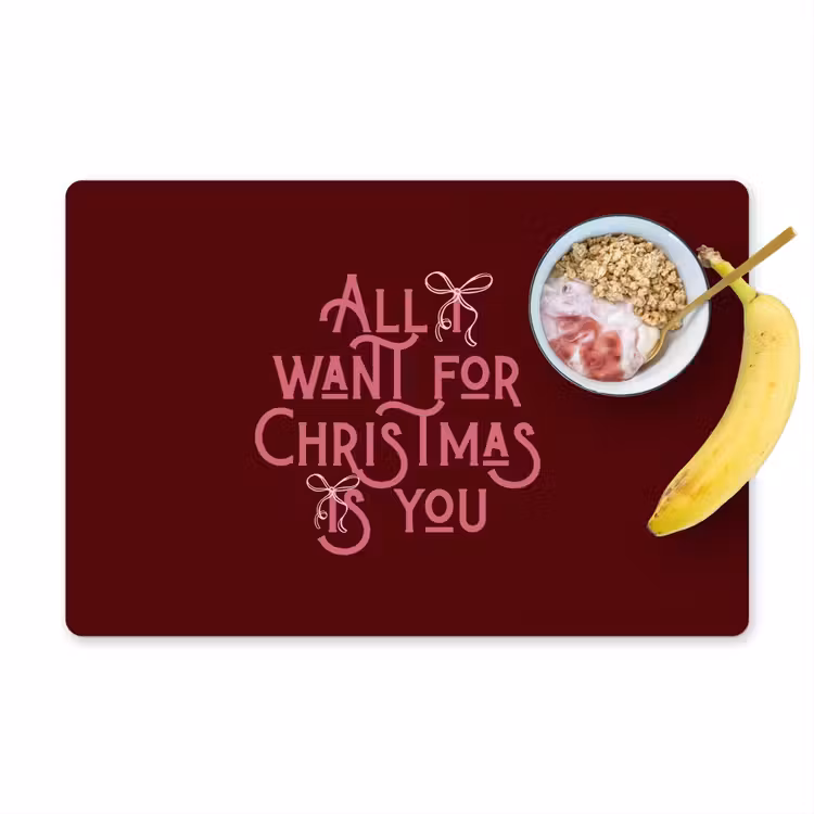 Placemat - 6 stuks - Tekst - Kerst - Rood - Roze — 1
