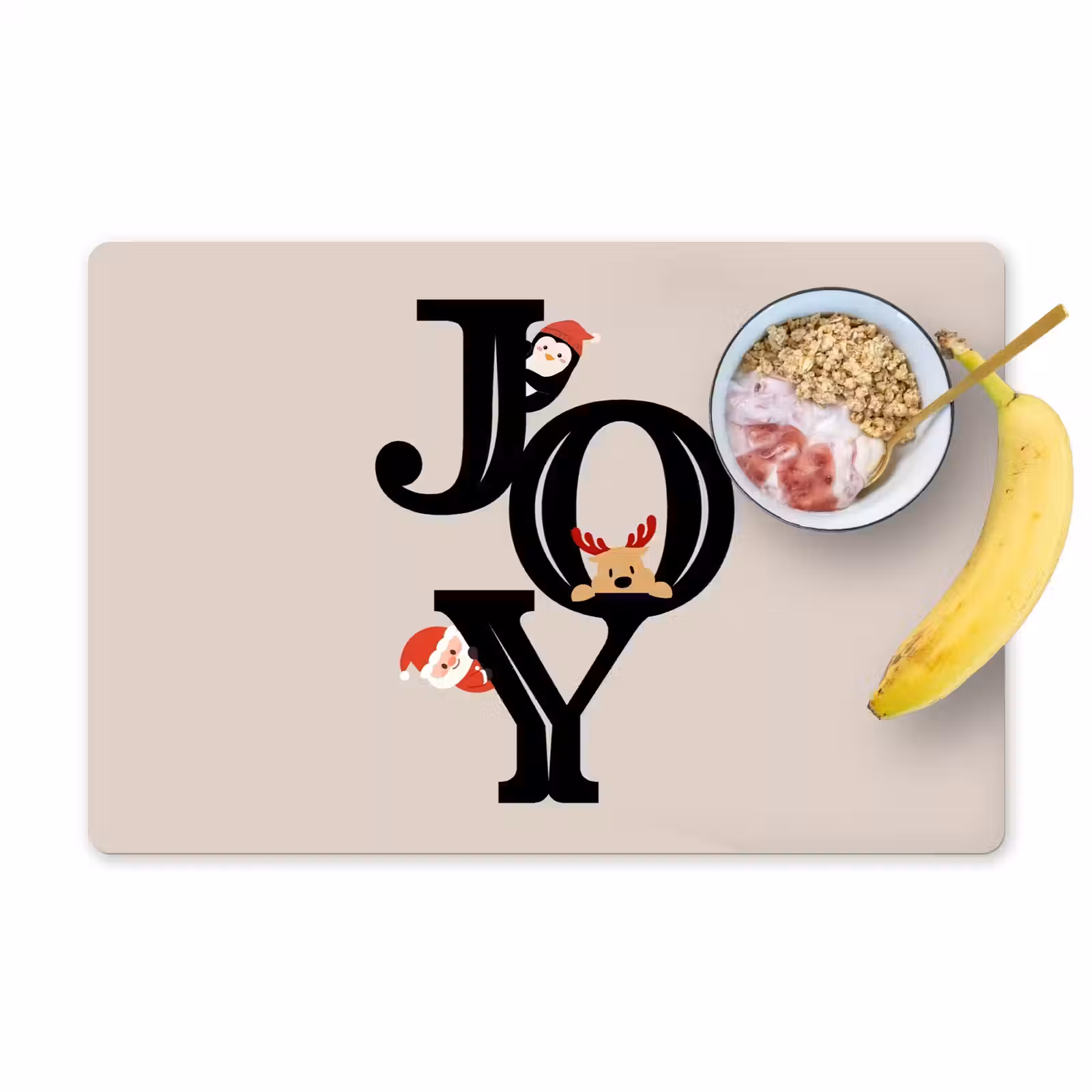 Placemat - 6 stuks - Joy - Animatie - Zwart - Kerst — 1