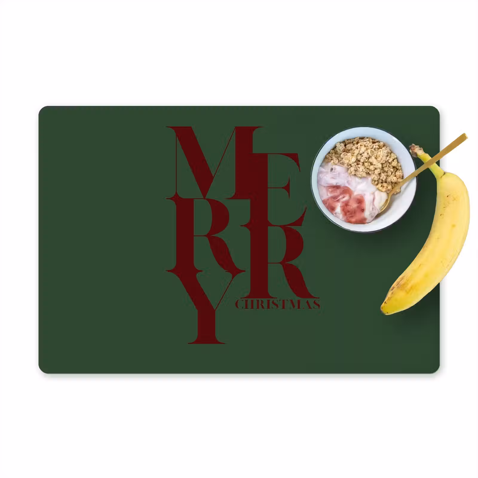 Placemat - 6 stuks - Merry - Tekst - Groen - Kerst — 1