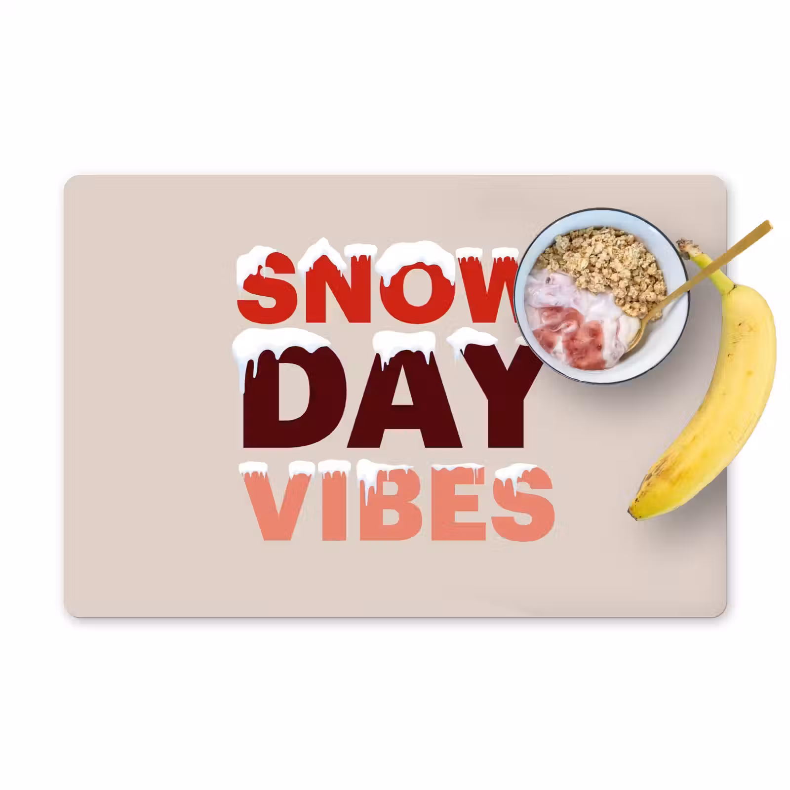 Placemat - 6 stuks - Sneeuw - Kerst - Tekst - Rood — 1