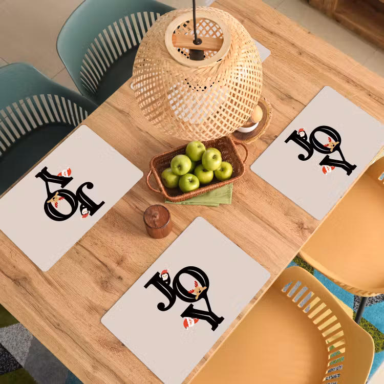 Placemat - 6 stuks - Joy - Animatie - Zwart - Kerst — 6