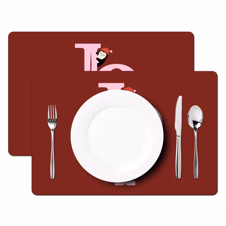 Placemat - 6 stuks - Joy - Kerst - Animatie - Rood - Roze — 2