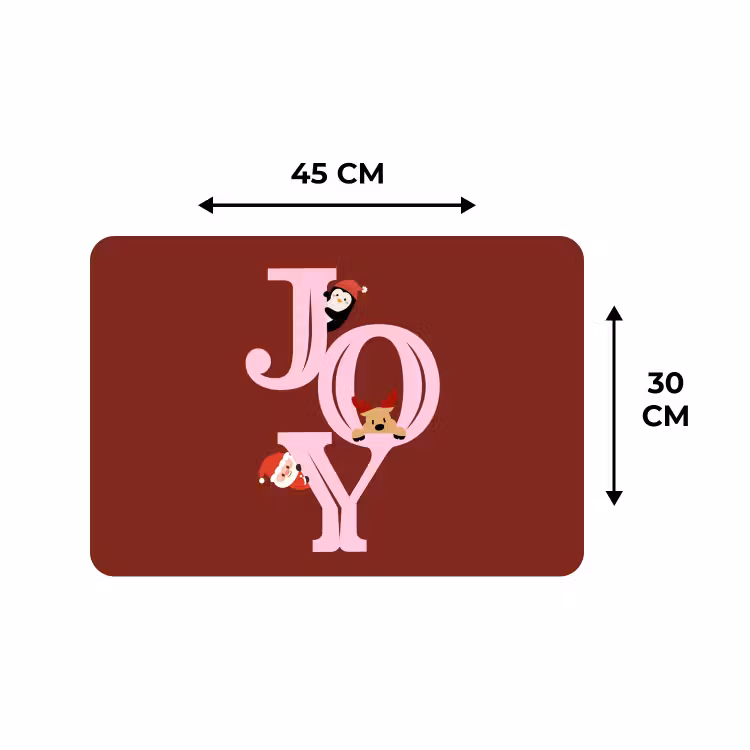 Placemat - 6 stuks - Joy - Kerst - Animatie - Rood - Roze — 3