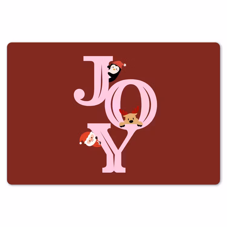 Placemat - 6 stuks - Joy - Kerst - Animatie - Rood - Roze — 7