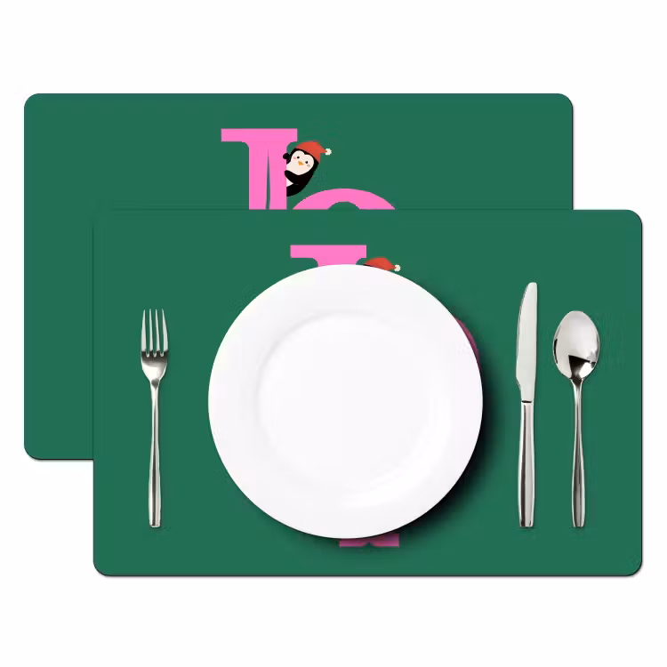 Placemat - 6 stuks - Joy - Kerst - Animatie - Roze - Groen — 2