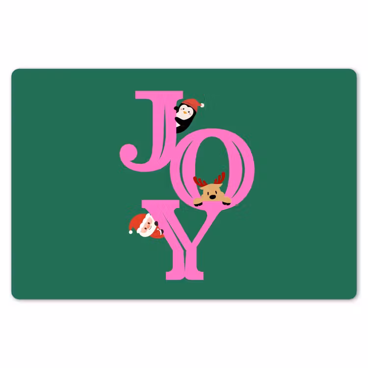Placemat - 6 stuks - Joy - Kerst - Animatie - Roze - Groen — 7