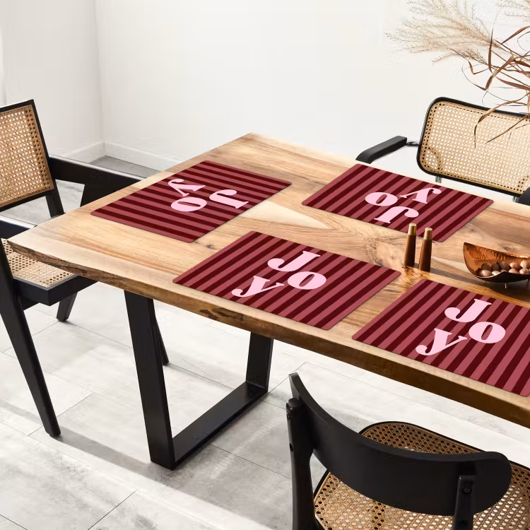 Placemat - 6 stuks - Joy - Kerst - Tekst - Roze — 5