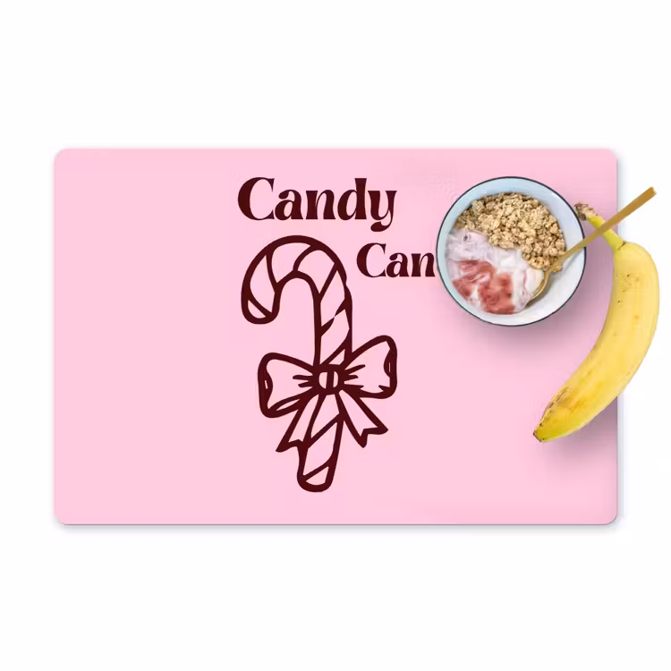 Placemat - 6 stuks - Kerst - Snoep - Tekst - Bruin - Roze — 1