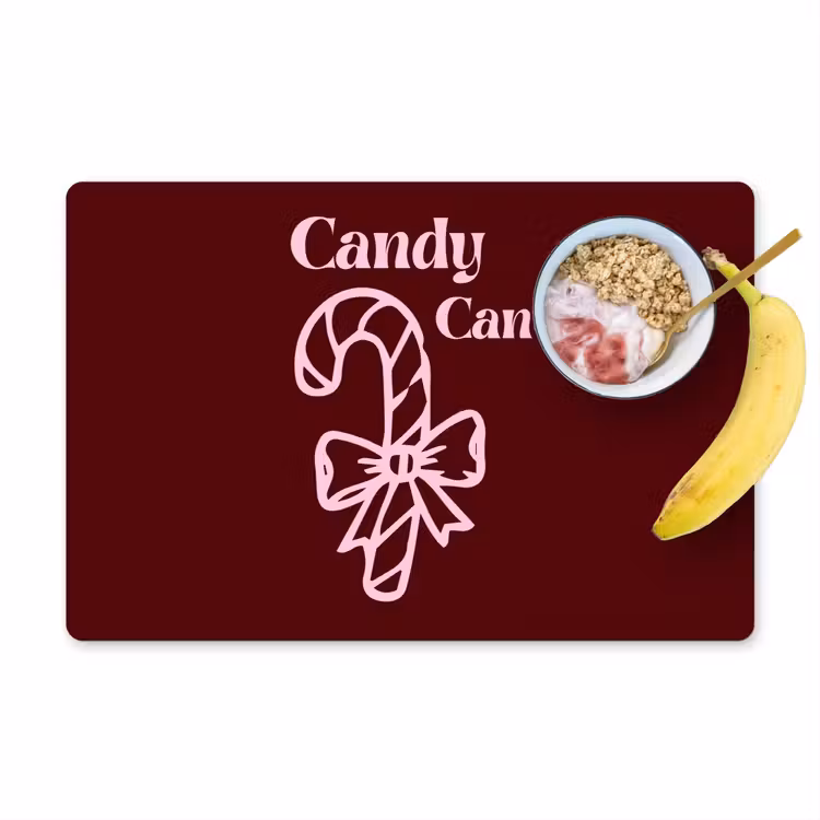 Placemat - 6 stuks - Kerst - Snoep - Tekst - Roze — 1