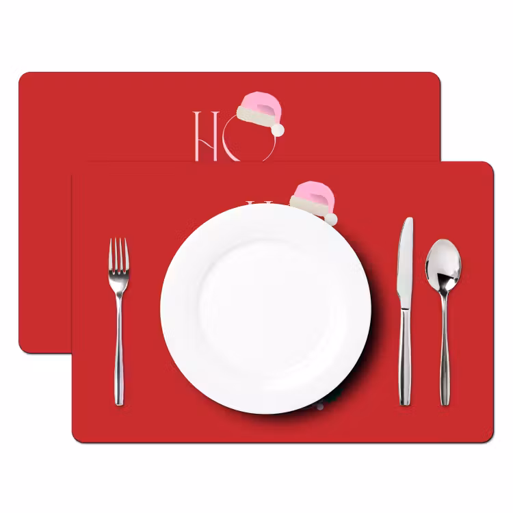 Placemat - 6 stuks - Kerst - Tekst - illustratie - Rood — 2