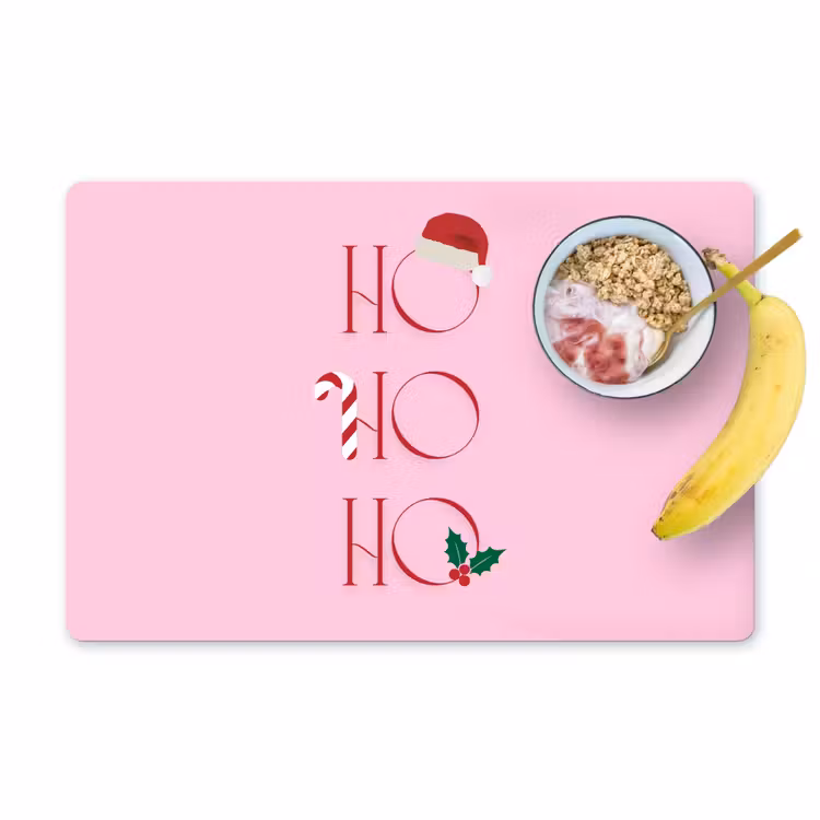 Placemat - 6 stuks - Kerst - Tekst - Roze - Illustratie — 1