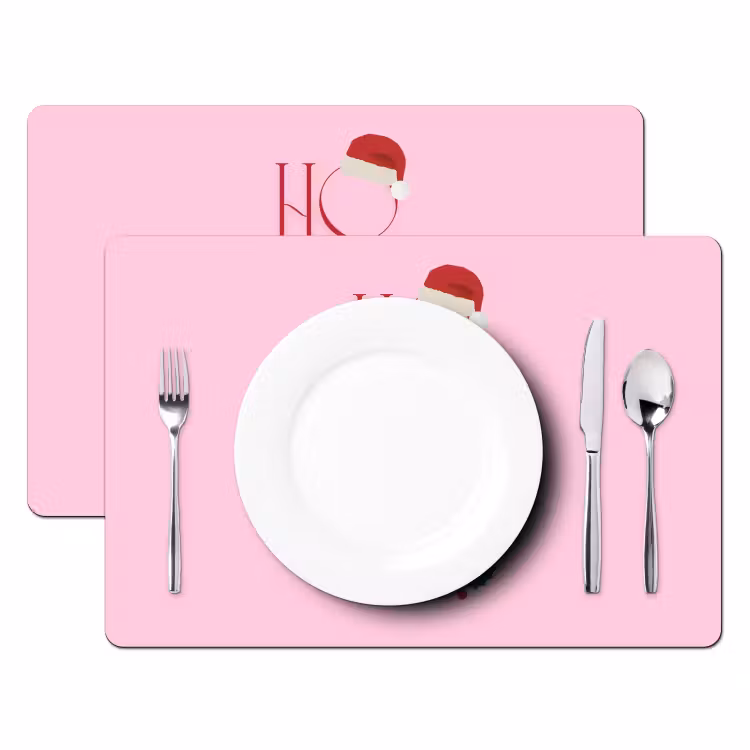 Placemat - 6 stuks - Kerst - Tekst - Roze - Illustratie — 2