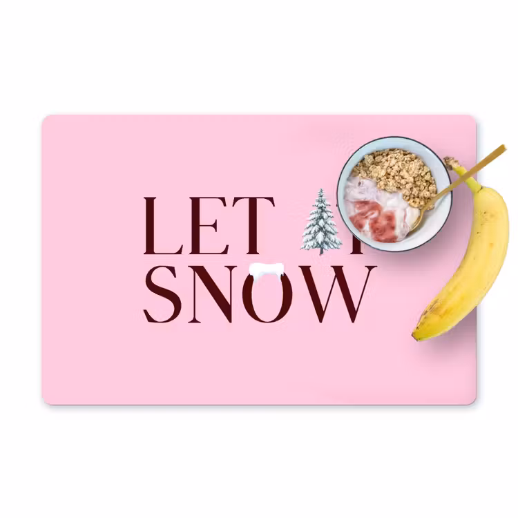 Placemat - 6 stuks - Kerst - Tekst - Sneeuw - Roze — 1