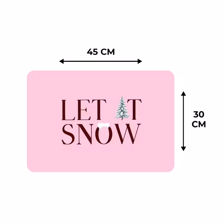 Placemat - 6 stuks - Kerst - Tekst - Sneeuw - Roze — 3