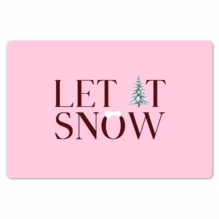 Placemat - 6 stuks - Kerst - Tekst - Sneeuw - Roze — 7