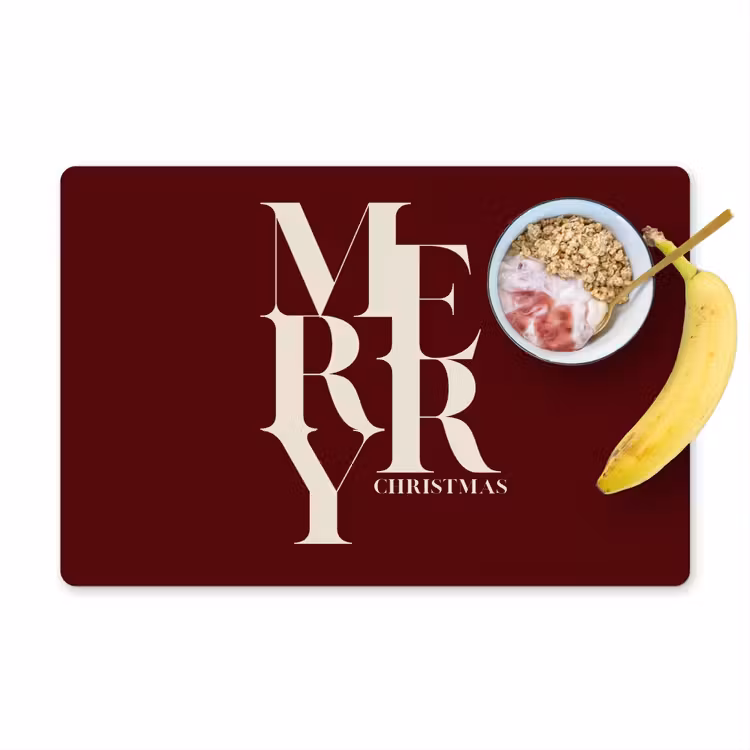 Placemat - 6 stuks - Merry - Tekst - Donker - Rood — 1