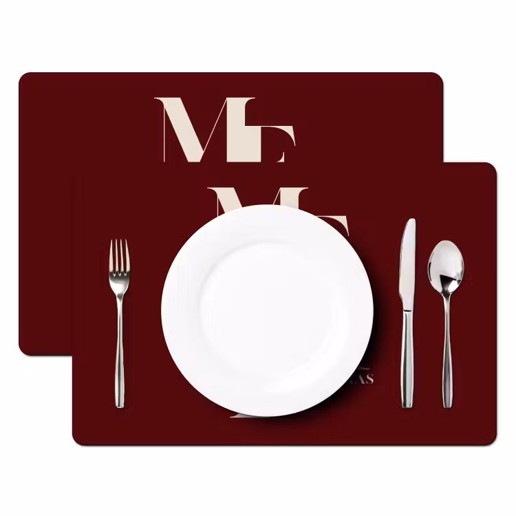 Placemat - 6 stuks - Merry - Tekst - Donker - Rood — 2