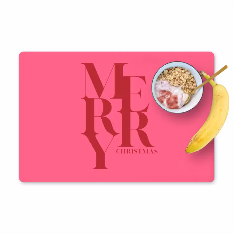Placemat - 6 stuks - Merry - Tekst - Kerst - Roze — 1