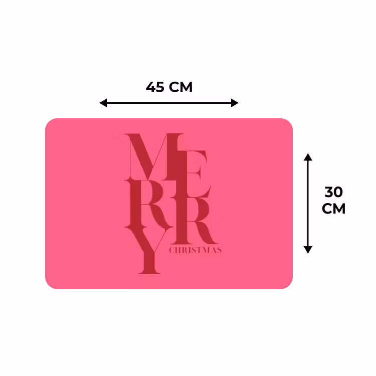 Placemat - 6 stuks - Merry - Tekst - Kerst - Roze — 3