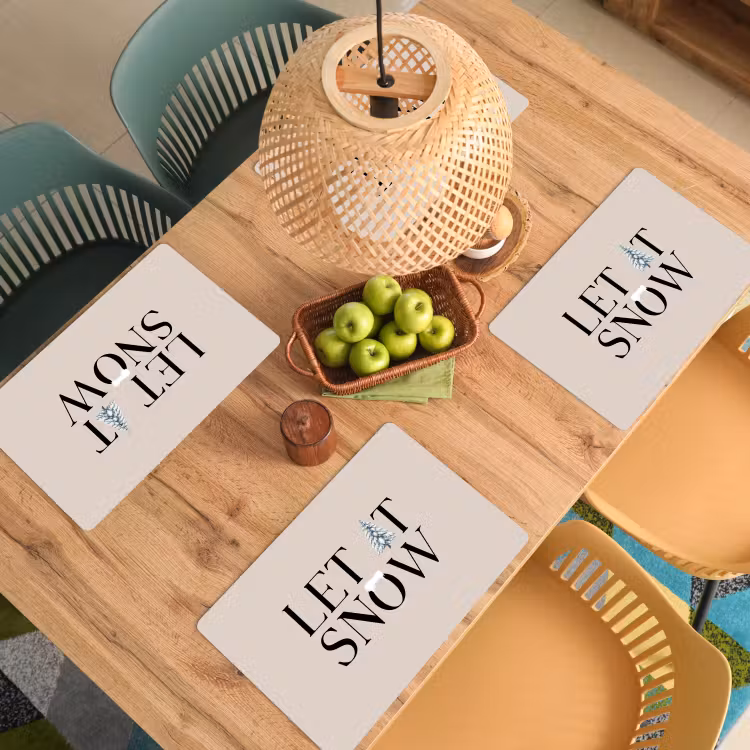 Placemat - 6 stuks - Tekst - Kerst - Sneeuw — 6