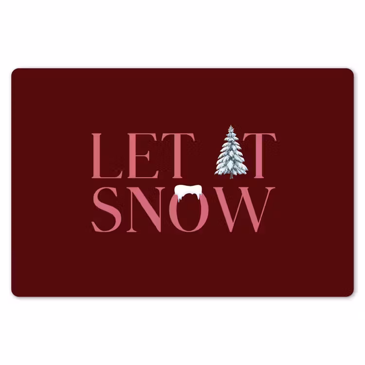 Placemat - 6 stuks - Tekst - Kerst - Sneeuw - Roze — 7