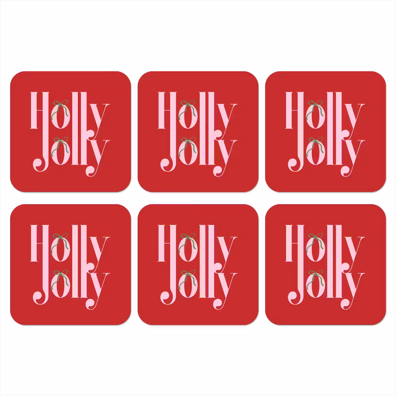 Onderzetter - Kerst - Roze - Rood - Tekst — 1