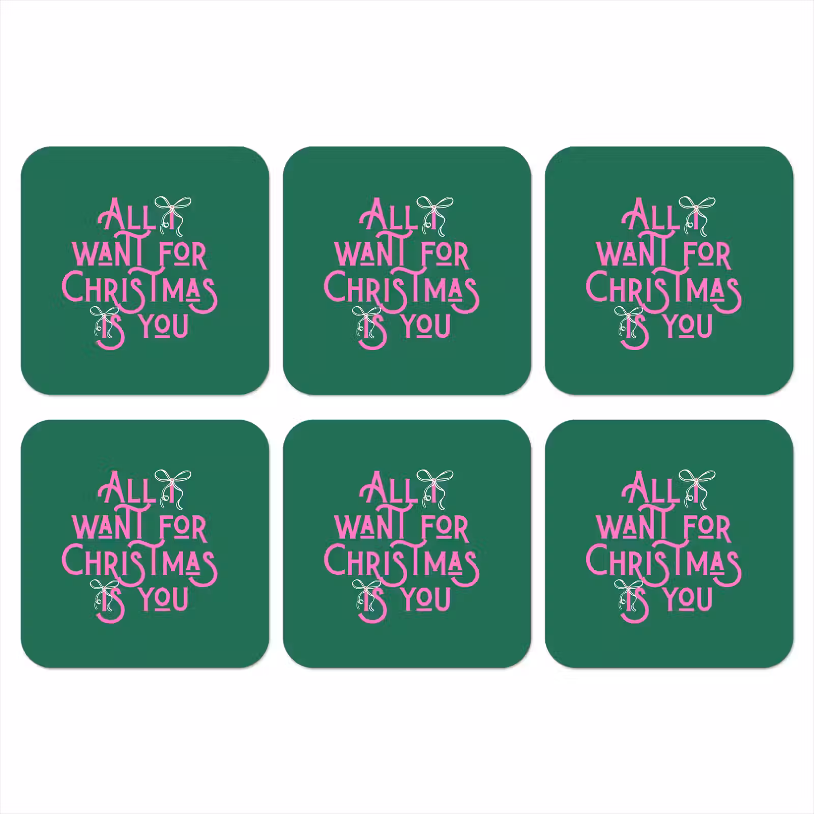 Onderzetter - Kerst - Tekst - Roze - Groen — 1